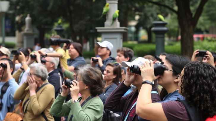 Community birdwatching groups often form around local monk parakeet colonies