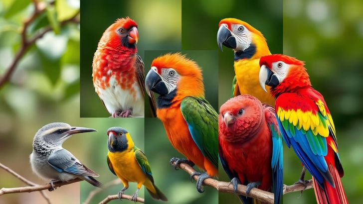 Distinctive bird species from around the world